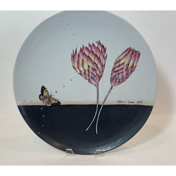 Fabienne Jouvin Paris Large Ceramic Porcelain 14” Platter Floral Butterfly 1999 - Picture 2 of 16
